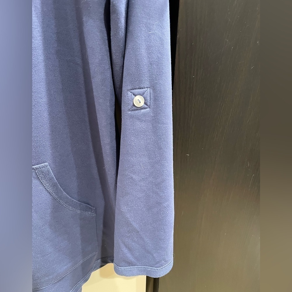 Soft Surroundings Kassidy Cowl Neck Pullover Sweatshirt - Blue - Picture 5 of 6